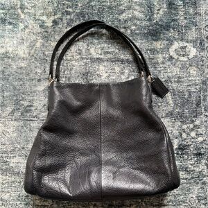 Coach Madison Phoebe Black Pebbled Leather Triple Section Bag F35723